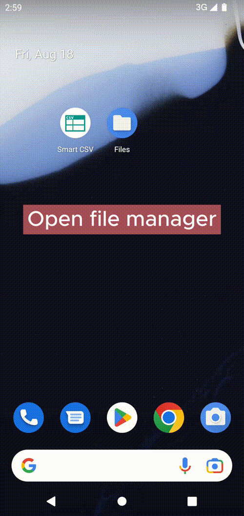 Open csv file from File Manager